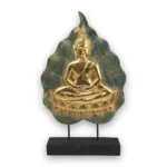 Buddha auf Sockel gold grün 