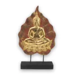 Buddha auf Sockel gold rot